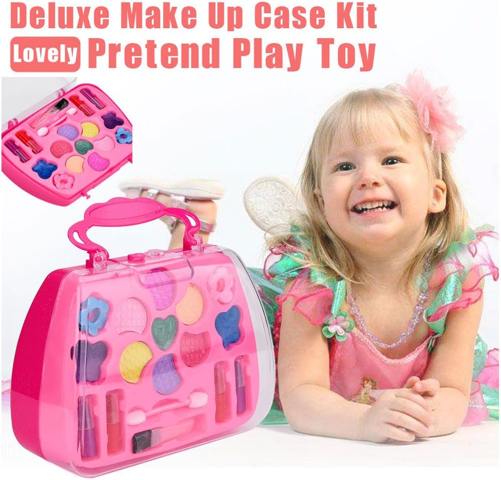 Hotsellhome Pretend Play Makeup Toys, Princess Girl's Pretend Play Toy Deluxe Makeup Palette Set Beauty Play Set with Fashion & Makeup Accessories for Girls NON TOXIC