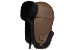 Futrzane Leather Trapper Hat - Russian Hats with Ear Flaps for Men - Bomber Hat