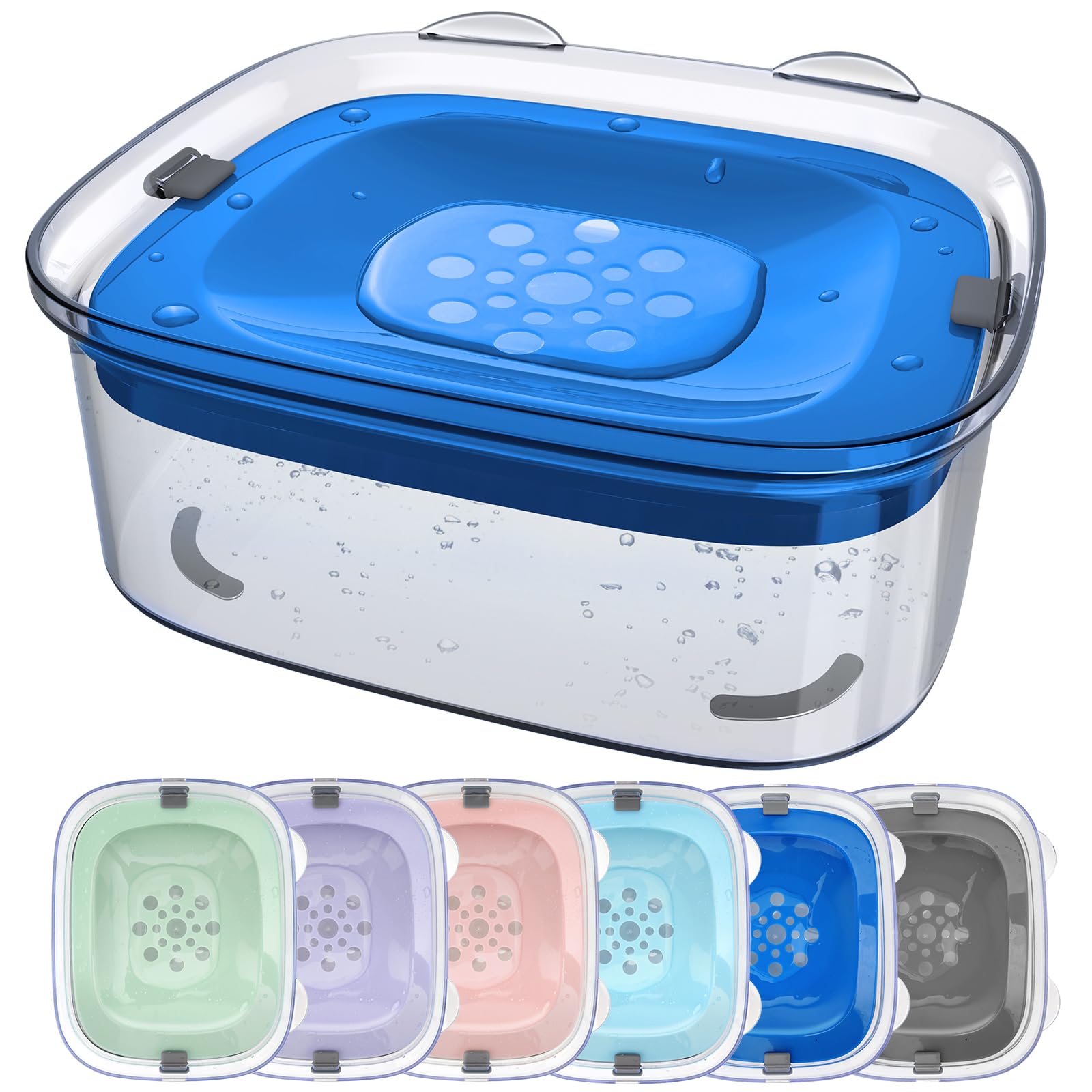 Heouvo 3L Dog Water Bowl No Spill, 101oz Large Spill Proof Dog Bowl Reduce Refill, Anti Splash No Mess Dispenser Dripless Slow Drinking Water Bowl for Sloppy Messy Drinkers (Navy Blue)