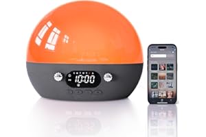 MOMILLA Sunrise Alarm Clock- Bluetooth Speaker with Smart Alarm Clocks for Bedrooms, Alexa & APP Control, 11 White Noise Sound Machine, Sunset Night Light Wake up Light for Kids& Heavy Sleepers