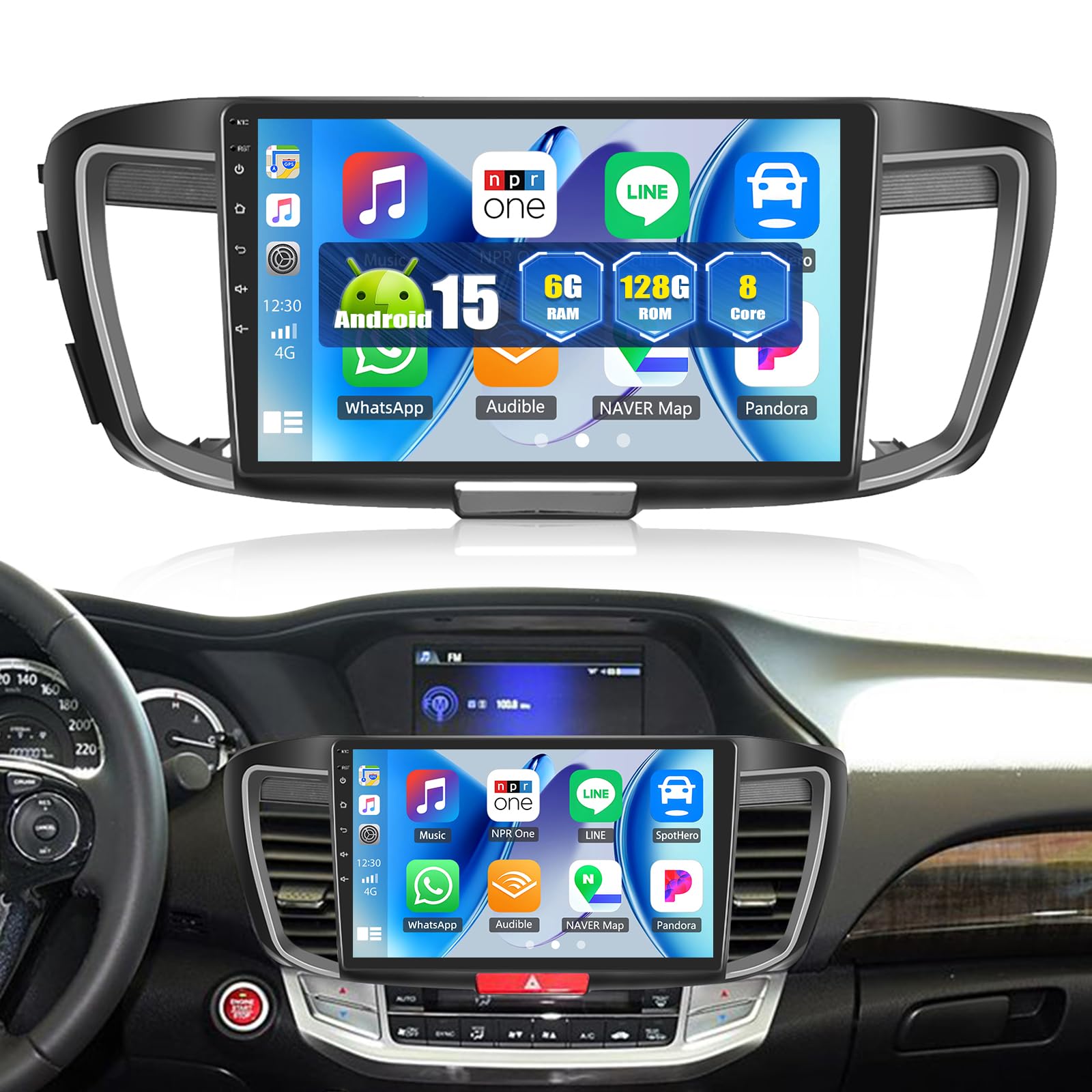 Photo 1 of [8 Core 6G+128G] Android 15 Car Stereo for Honda Accord 9th 2.4L 2016 with Wireless CarPlay Android Auto,10.1" Touchscreen Car Radio with Mirror Link Voice Control WiFi/GPS,BT,FM/RDS+Backup Camera