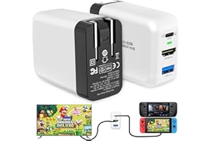 TECHIGHER 65W Switch Dock Charger Compatible for Nintendo Switch Compatible with Switch OLED/Steam Deck/ROG Ally/iPhone 15 /MacBook/Samsung/4K 60Hz USB C TV Docking Station, with Fast Charging (Black White)