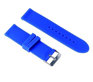 Mens Luxury Rubber Straps Diving Wearproof Waterproof Sweatproof Buckle Blue Silicone Watch Band 24mm