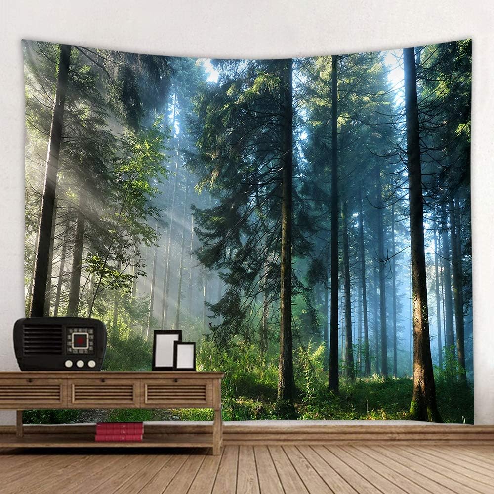 Tapestries - Forest Landscape Magic Tapestry for Home Décor Living Room Bedroom Decoration Curtain (Morning Forest, 60''L×51''W)
