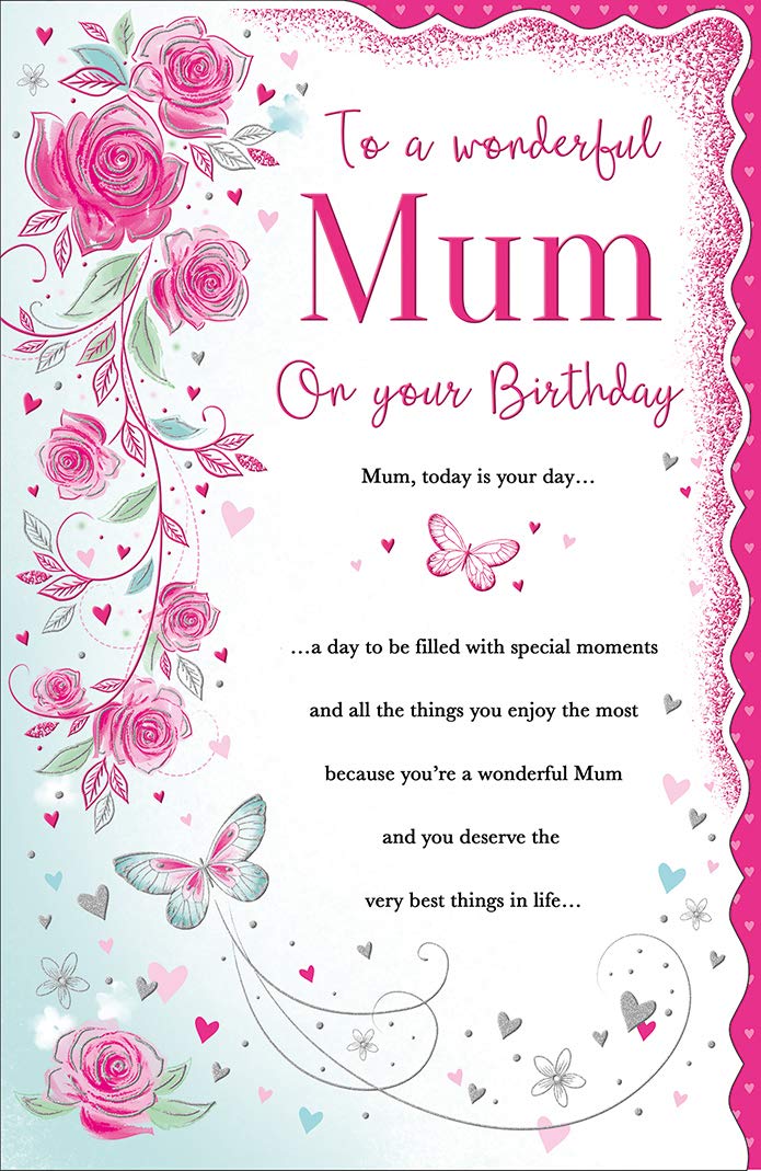 Piccadilly Greetings Group Ltd Birthday Card Mum - 12 x 8 inches - Regal Publishing, Pink