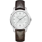 Hamilton Jazzmaster Automatic Men's Watch, 40mm Stainless Steel Case | Swiss Made, Silver Dial Analog Watch, Water Resistance 50m, Sapphire Crystal, 3-Hand Movement, Calf Leather Strap