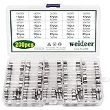 weideer 15 Values 200pcs Fast Blow Glass Fuses