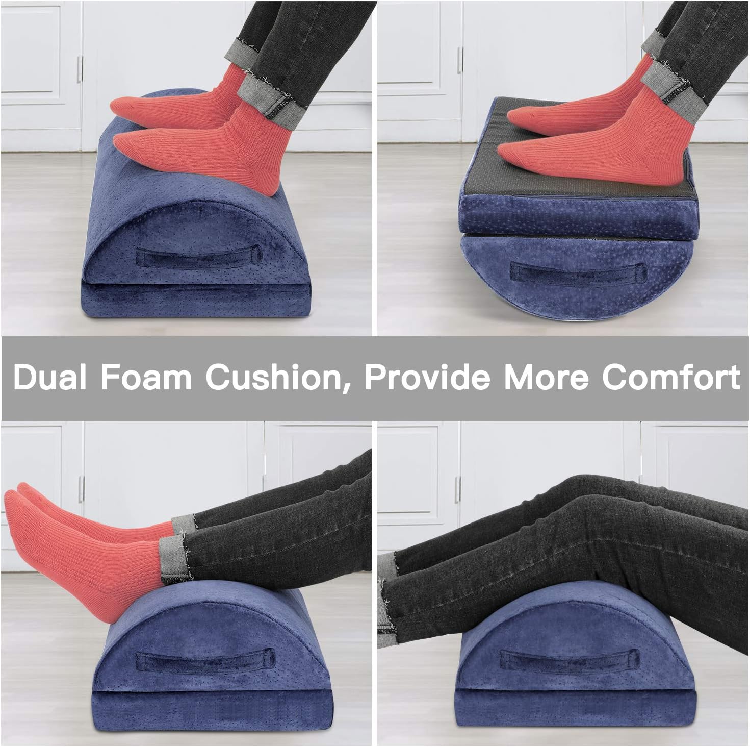 AMERIERGO Adjustable Ergonomic Desk Foot Rest, Cushion with 2 Optional