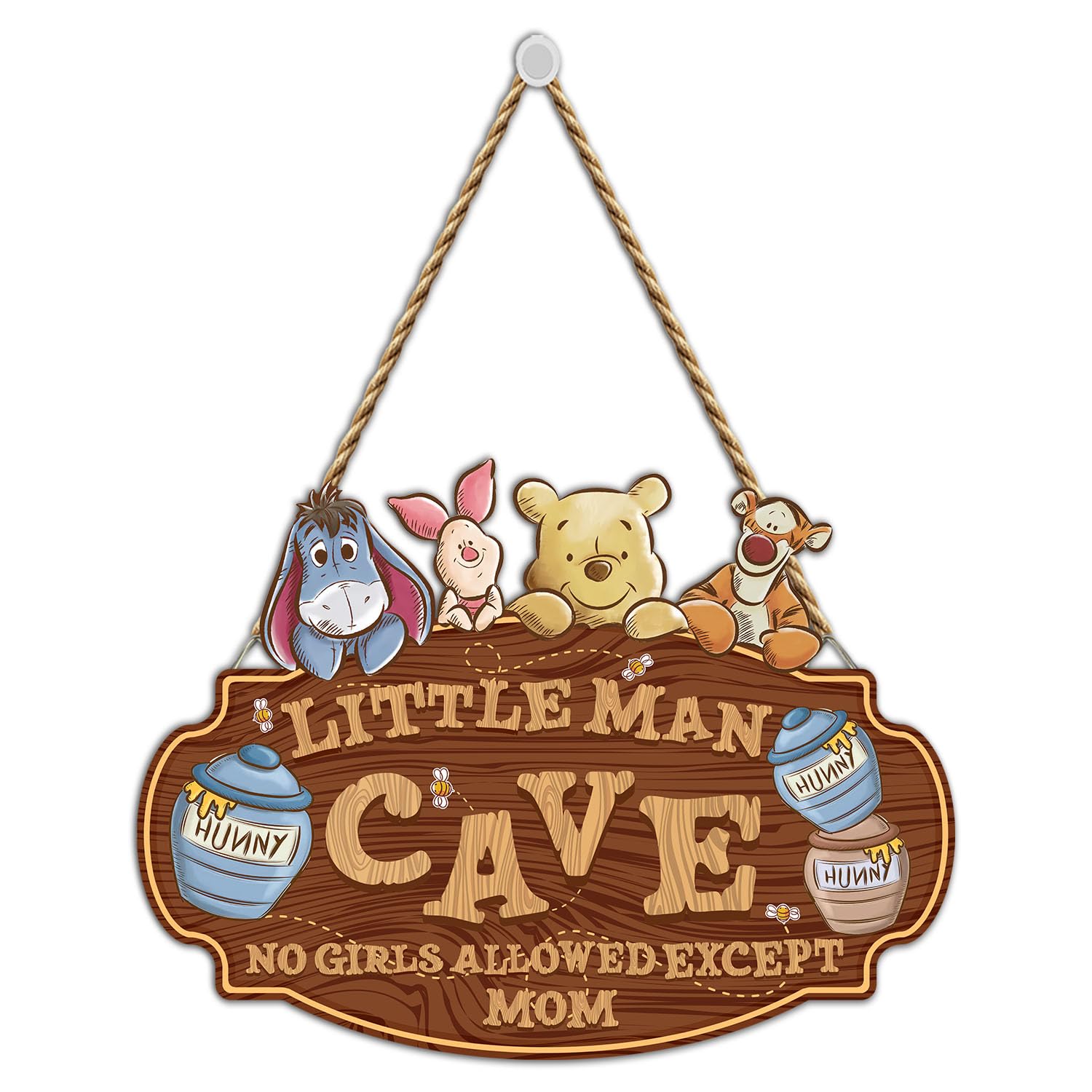 Photo 1 of Classic Winnie Nursery Decor, Winnie Baby Room Hanging Wall Art Decoration, the Pooh Baby Decor for Little Boy, Winnie Baby Decor, Boys Cave Wooden Sign, Perfect for Baby Shower Room Decor