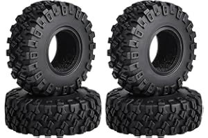 Hobbypark Soft Rubber SCX24 Tires 1.0 Rock Crawler for 1/18 TRX4M Axial SCX24 Gladiator Bronco C10 JLU Deadbolt B17 Betty 1/18 1/24 RC Crawler Car, 4PCS (52x20mm)