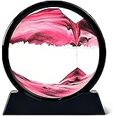 Twohua Moving Sand Art Liquid Motion 3D Hourglass Deep Sea Sandscape Moving Sand Picture Quicksand Flow Sand Painting Desk Decorations Work Relaxing Decor Office Desktop Toys (7 inches, red)