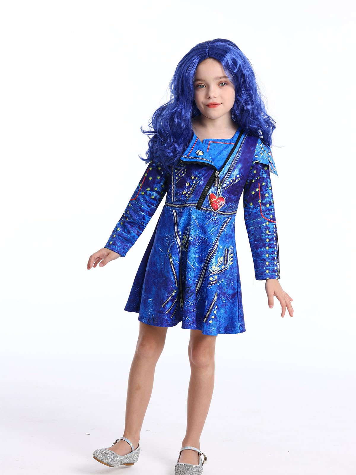 WonderBabe Girls Costume Zipper Jacket Long Sleeve Dress Kids Halloween Costume Party Cosplay Outfit
