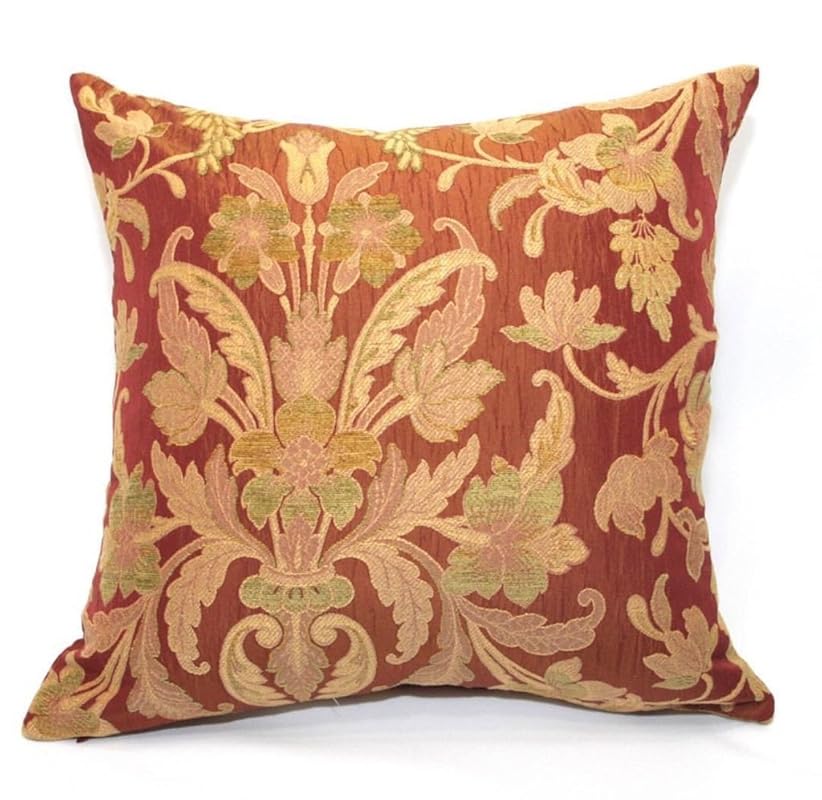 Elegant Burgundy and Dusty Yellow Decorative Throw Pillow