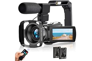 LOVPO Camcorder Video Camera 4K Ultra HD 48MP WiFi Vlogging Camera for YouTube 3" Touch Screen Camcorder, 18X Digital Zoom Camera Recorder with Microphone, Stabilizer, Lens Hood, Remote and 2 Batteries