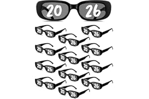 Cuffbow 12 Pcs Happy New Years Eve Glasses 2026 Glasses Photo Booth Prop Plastic Eyeglasses for Party Supplies Decoration