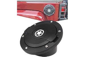 PKEDUO Black Star Gas Cap Cover Fuel Tank Door Cover Compatible with 2007-2017 Wrangler JK JKU 2/4-DOOR(NOT FOR 2018+ JL MODELS)