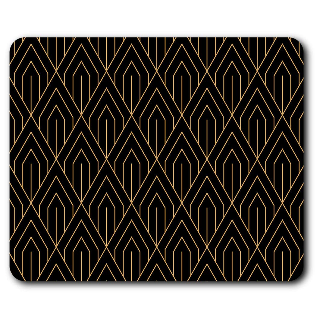 Comfortable Mouse Mat - Art Deco Pattern Gold Abstract 23.5 x 19.6 cm (9.3 x 7.7 inches) for Computer & Laptop, Office, Non-slip Base - RM12687