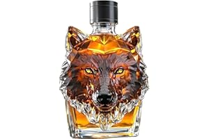 Wolf-Shaped Glass Whiskey Decanter - an Animal Sculpture Spirits Decanter, a Gift for Men/Fathers, bar and Home décor, and a 