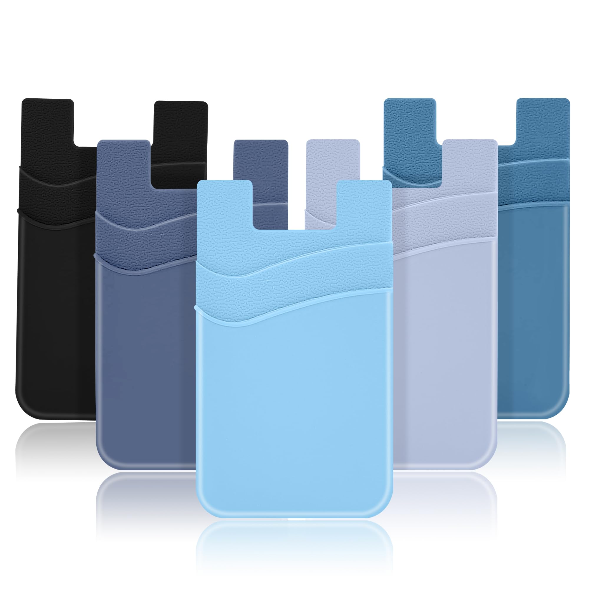 Photo 1 of SHANSHUI Phone Card Holder Stick on, CellPhone Silicone Sticky Wallet Sleeve Pocket Business ID Credit Card Comptible for iPhone, Android & Most Smartphones - 5 Pack