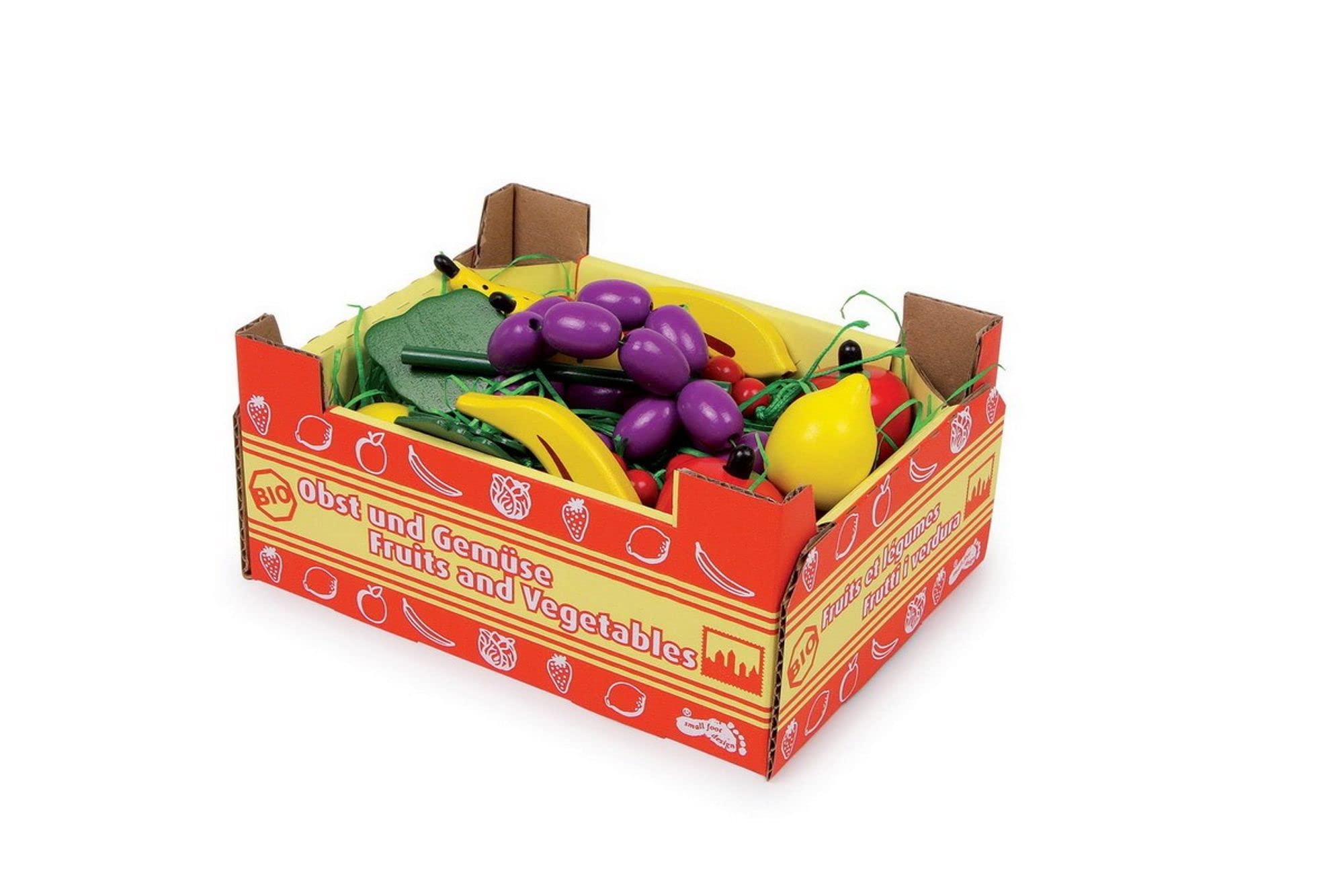 small foot 1646 Staircase with fruit, wooden fruits, ideal for role-plays, merchant shop, corner shop, from 3 years