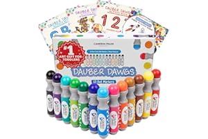 CAMERON FRANK PRODUCTS Washable Dot Markers 13 Pack With 121 Activity Sheets For Kids, Gift Set With Toddler Art Activities, Preschool Children Arts Crafts Supplies Kit, Special Holiday Bingo Dabbers Dobbers, Dauber Dawgs