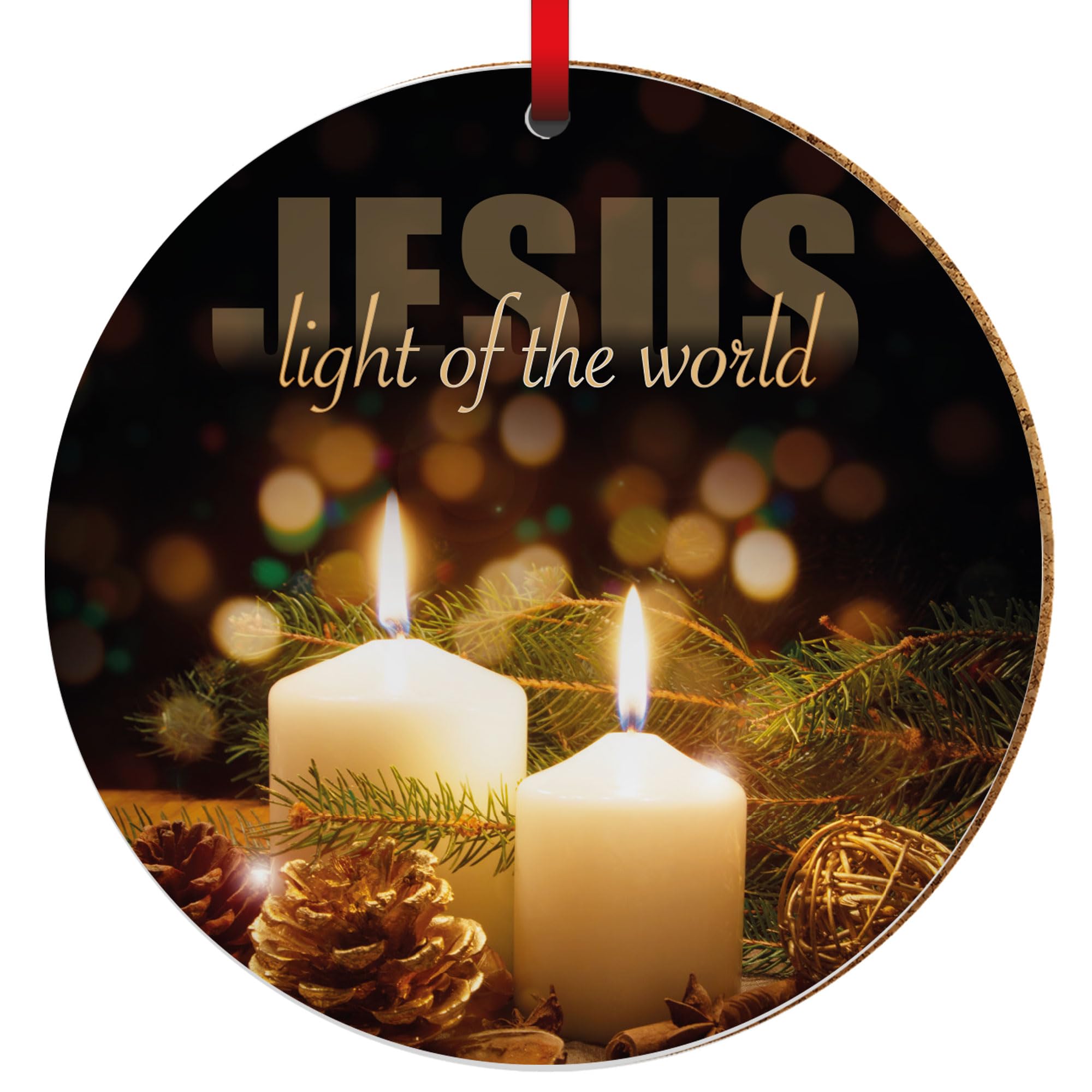 Christian Christmas Decorations - can be used as a large hanging ceramic Christmas decoration or as a coaster. Christian gifts, by Just Cards Direct (Light)