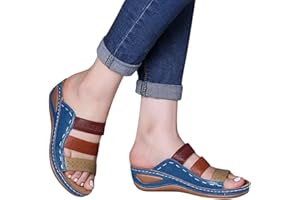 PGOJUNI Womens Sandals Wide Width,Women Orthopedic Diabetic Sandals with Arch Support Wide Width Summer Platform Wedge Sandals