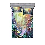 Ambesonne Sea Animals Fitted Sheet & Pillow Sham