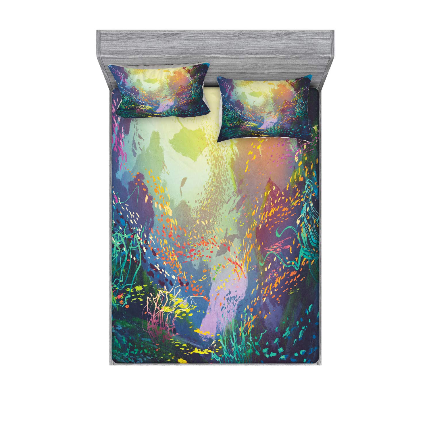 Ambesonne Sea Animals Fitted Sheet & Pillow Sham