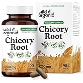 Wild & Organic Chicory Root Capsules - 1200 mg of Chicory Root Powder per Serving - Digestive & Gut Support - Inulin Fiber Prebiotic Supplement - Non-GMO, Vegan Inulin Capsules - 90 Count