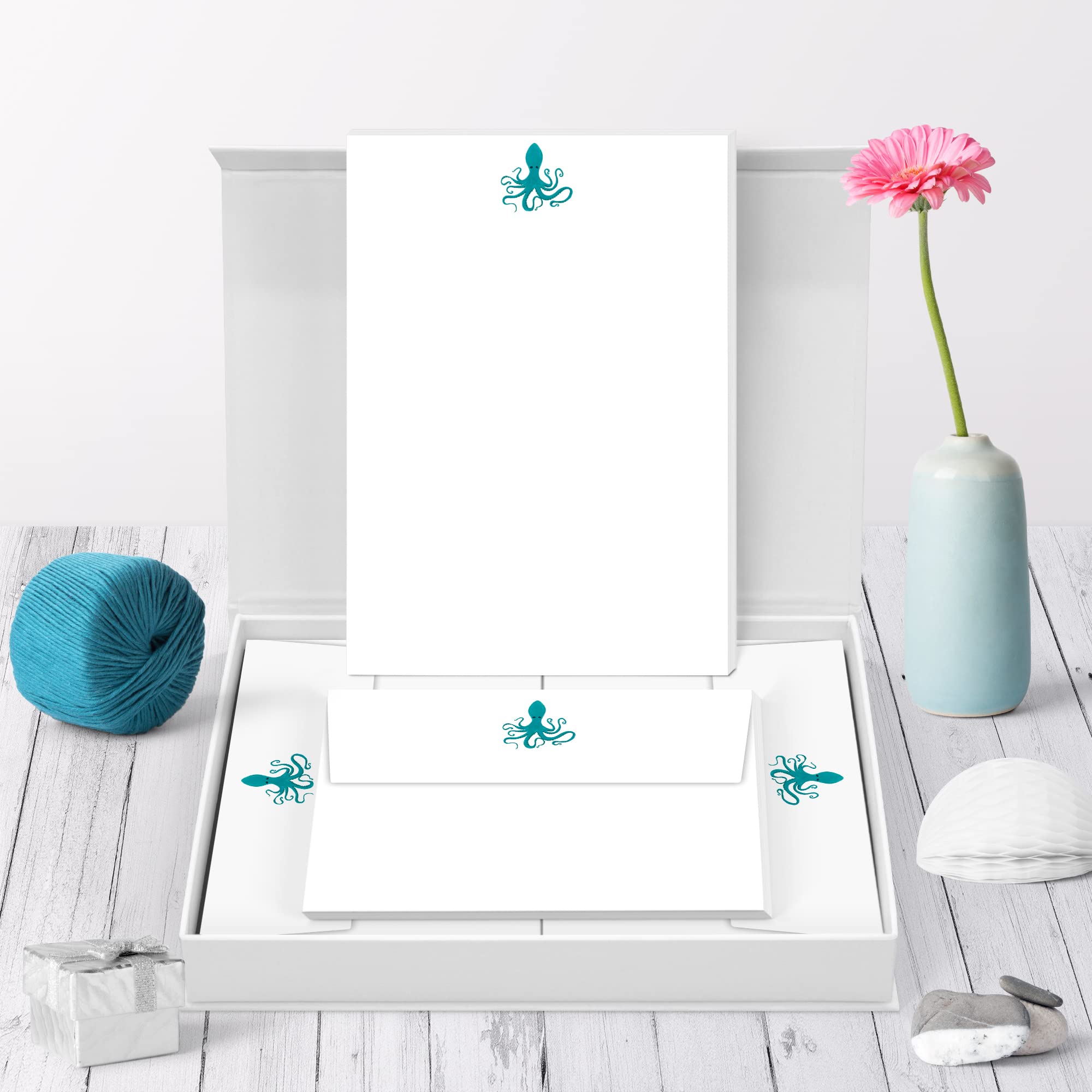 Me Loovely Octopus Letter Writing Paper and Envelopes Set Stationery Writing Supplies for Personal & Business Letters Or Gift | Christmas Gifts (Pack of 40)