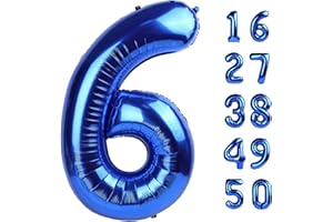 KELFUOYA 40 Inch Navy Blue Foil Number 6 Foil Balloon 6th 16th 60th 66th Birthday Jumbo Anniversary Corporate Milestone Event Decorations Dark Blue 6 Digit Birthday Party