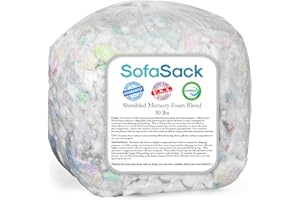 Sofa Sack Shredded Foam Refill: Memory Foam Filling Refill for Bean Bags, Dog Beds and Pillows, 30lbs, Multi-Color