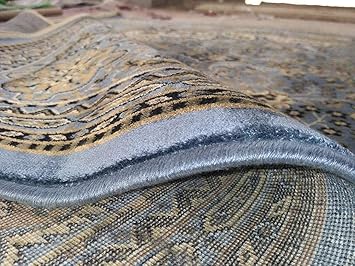 Paradise Carpet Creation Kashmiri Traditional Silk Persian Design Carpet for Your Home 150x200cm 5 Feet by 7 Feet Color-Grey Multi