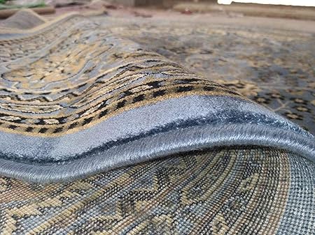 Paradise Carpet Creation Kashmiri Traditional Silk Persian Design Carpet for Your Home 180x275cm 6 Feet by 9 Feet Color-Grey Multi