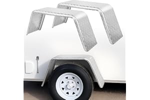 JY PERFORMANCE Square Trailer Fenders Single Axle for 14"-16" Wheels – Fits Utility, Boat, Cargo Trailers – 16 Gauge Diamond Plate Steel – 32"x13"x9", Heavy Duty