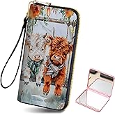 Tudguiloae Long Wallet for Women, PU Leather Wristlet Wallet with Zipper Credit Card Holder Pocket Business Travel Wallet