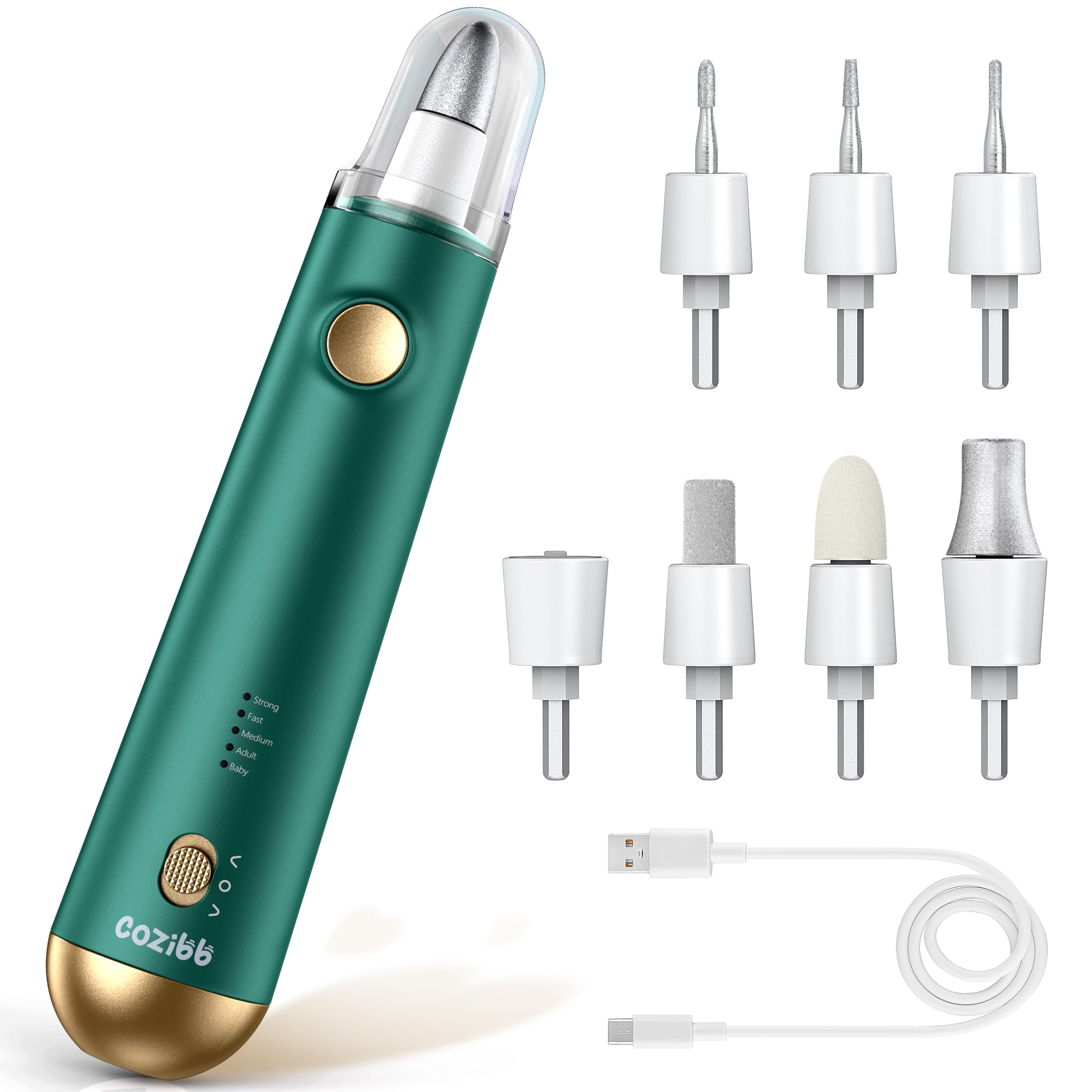 Photo 1 of Electric Nail Drill, 8-in-1 Cordless Electric Nail File with LED Light, 5 Speeds Rechargeable Manicure and Pedicure Kit Hand Foot Care Tool for Nail Grinder Trim Polish for Women Baby