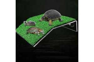 DoubleWood Lawn Turtle Basking Platform Turtle Resting Basking Platform, Simulation Grass Turtle Ramp for Turtle Tank, for Small Reptile Frog Terrapin (Large)
