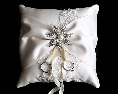 Amazon Com Wedding Ring Bearer Pillow Champagne Bow Ring Pillow