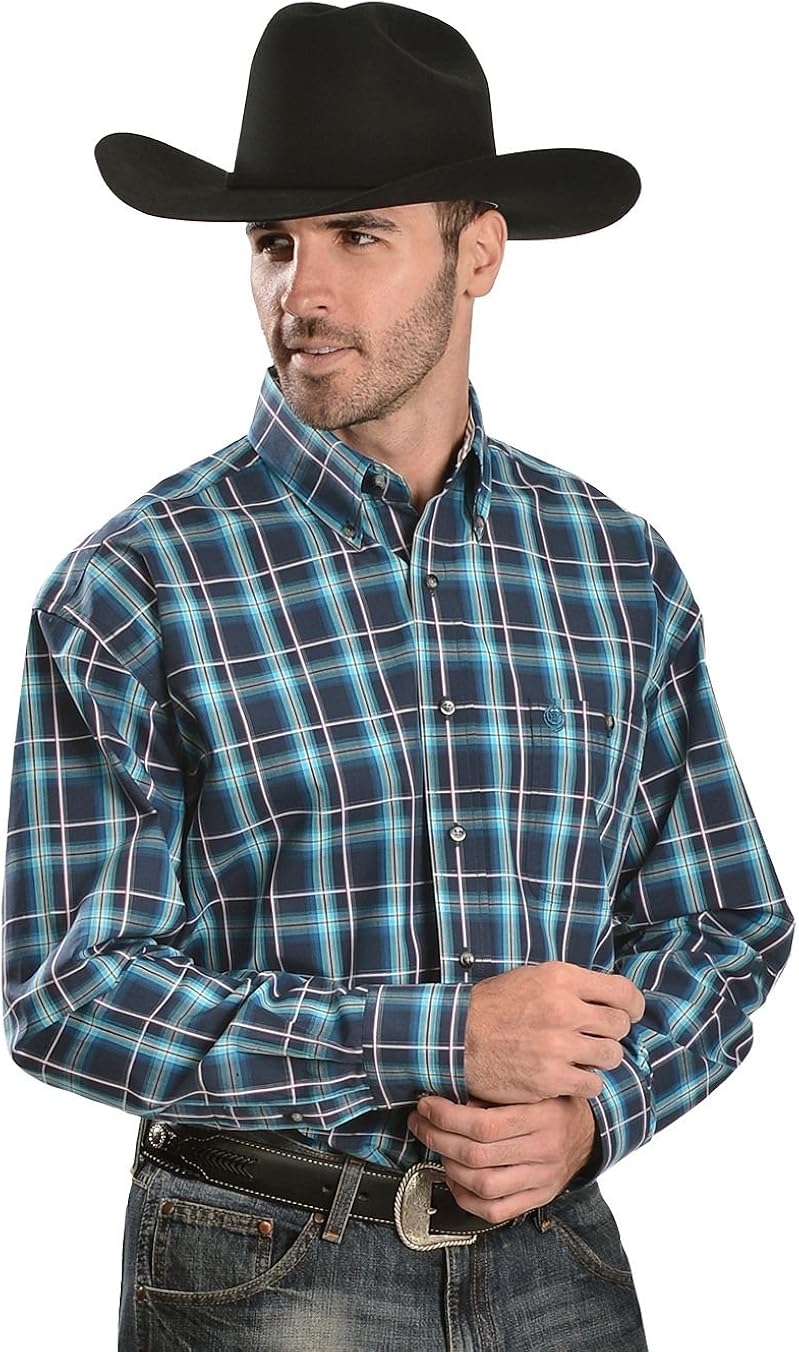 Wrangler Men's Strait Collection One Pocket Shirt Blue/Navy