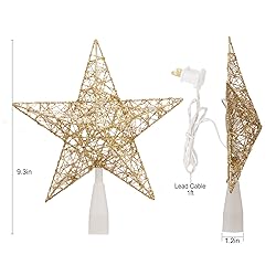 Christmas Star Tree Topper, Plug in Gold Glittered