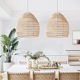 Arturesthome 1 Light Rattan Woven Pendant Light Shades,17.7" Kitchen Island Pendant Light,Handmade Hanging Lamp Crafts Lampsh