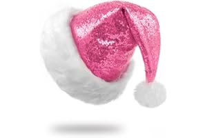 Tokforty Santa Hats, Santa Hat for Adults, Unisex Sequin Christmas Hats for New Year Festive Party Christmas Supplies