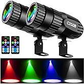 Led Pinspot Light 2 Pack, Czgor 15W Disco Ball Spotlight RGBW 4-in-1 Lights | Mirror Ball Lights with Remote Control, Super Bright LED Pin Spot Light for Parties DJ Club Bar Wedding