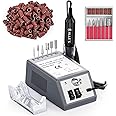 Professional Nail Drill Machine 20000 RPM Efile Electric Nail Filer Kit for Finger Toe Nails, Acrylic Gel Nails, Manicure Pedicure Drill with 6Pcs Nail Bits, 106Pcs Sanding Bands - Grey