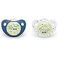 NUK Cute-as-a-Button Glow-in-The-Dark Orthodontic Pacifiers, 6-18 Months, 2 Pack, Baby Boys
