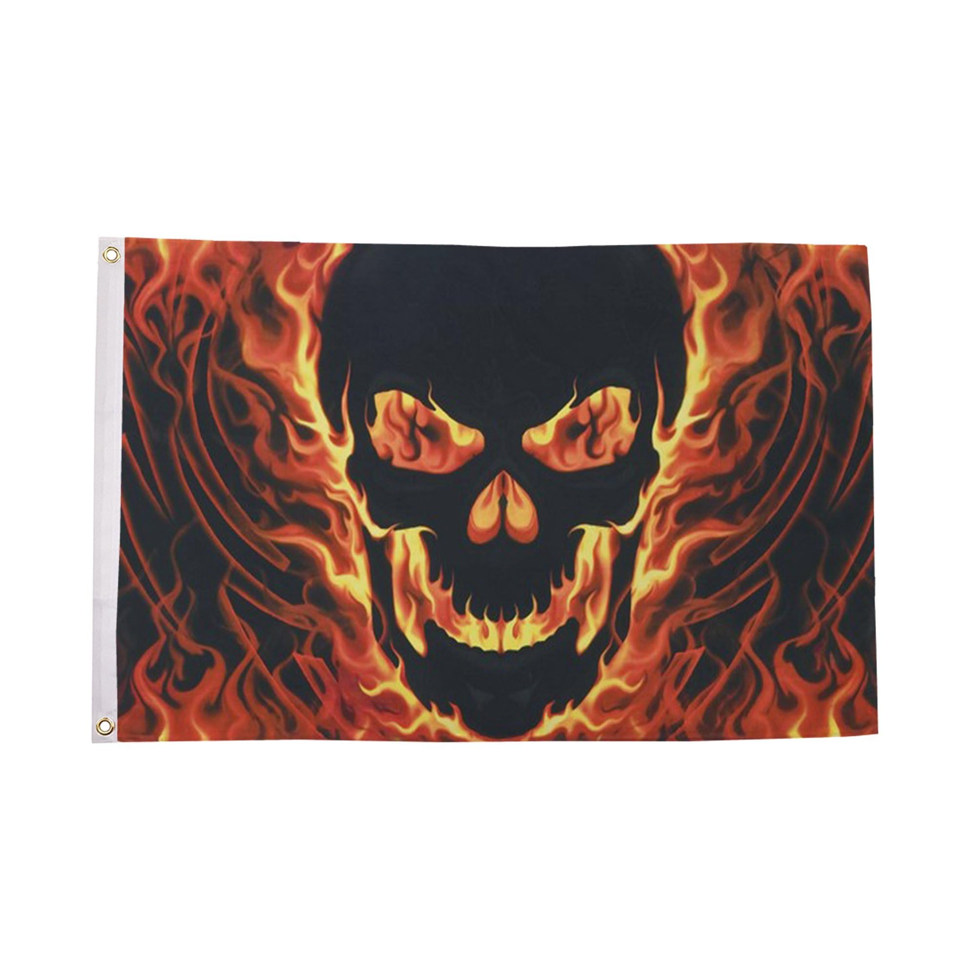 Flagtex Skull with Fire Flag 5ft x 3ft Large Flag 150cm x 90cm | Premium Woven Polyester with Brass Eyelets | Indoor Outdoor Display Garden Decoration Wall Hanging