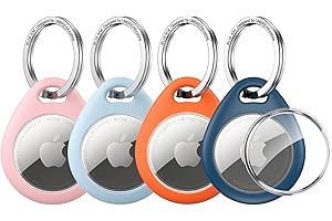 UNBREAKcable Holder for Apple AirTag with 304 Stainless Steel Keychain Key Ring - 4 Pack [Fit Tightly Design] [Easy to Instal