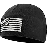 Temple Tape Tactical Beanie Hat - American Flag Fleece Winter Watch Cap - Military Hats for Men - Mens Army Beanies
